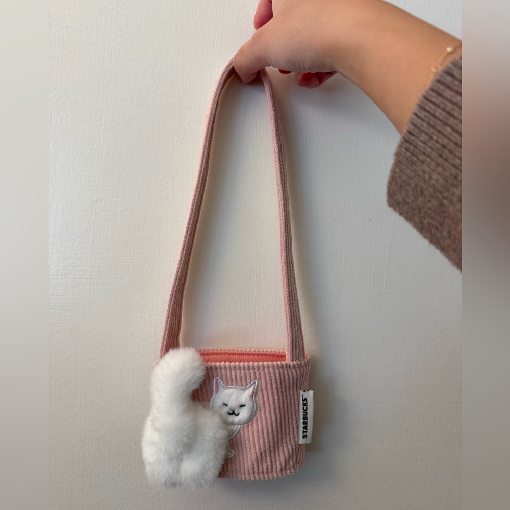 Starbucks Cat Drink Holder - Drink Sleeve - Pink